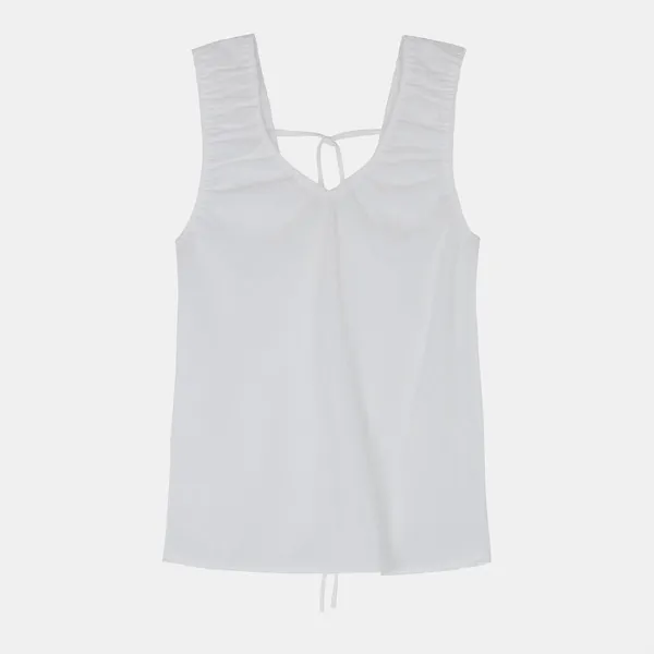 lace trimming bias blouse (white)