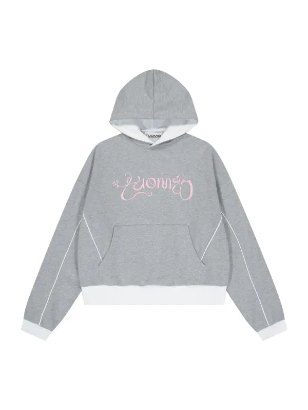 GRAPHIC BLOCK HOODIE [HEATHER GREY]