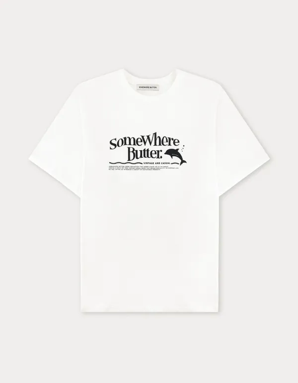 Dolphin Wave Logo Over-Fit Top - Ivory