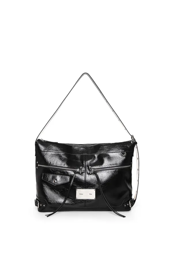 SIDE BUCKLE BIKER BIG BAG IN BLACK