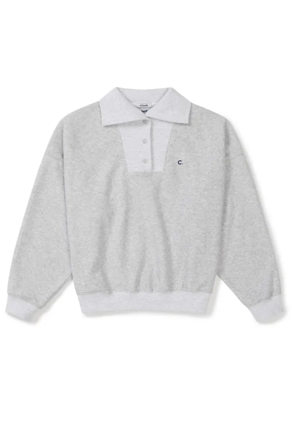 [25FW clove] Heritage Open Collar Sweatshirt (Light Grey)