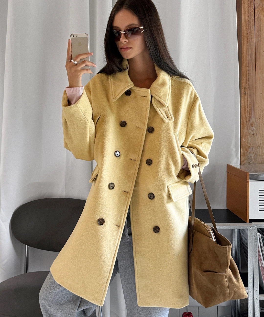비터셀즈 Wool Hood Detachable Double Coat-Butter 상품 이미지 2