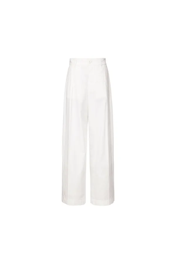 One-tuck Wide Summer Pants, White