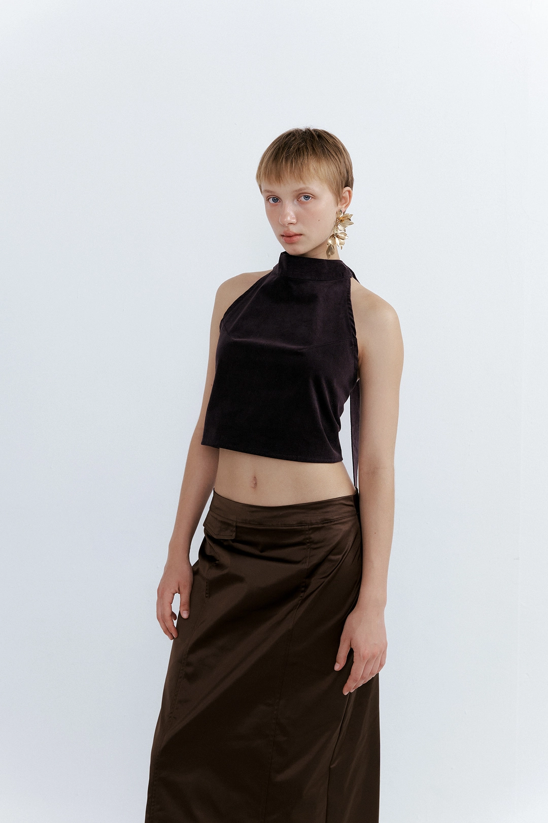포지프레클즈 Corduroy Halter Top_Oak Brown 상품 이미지 2