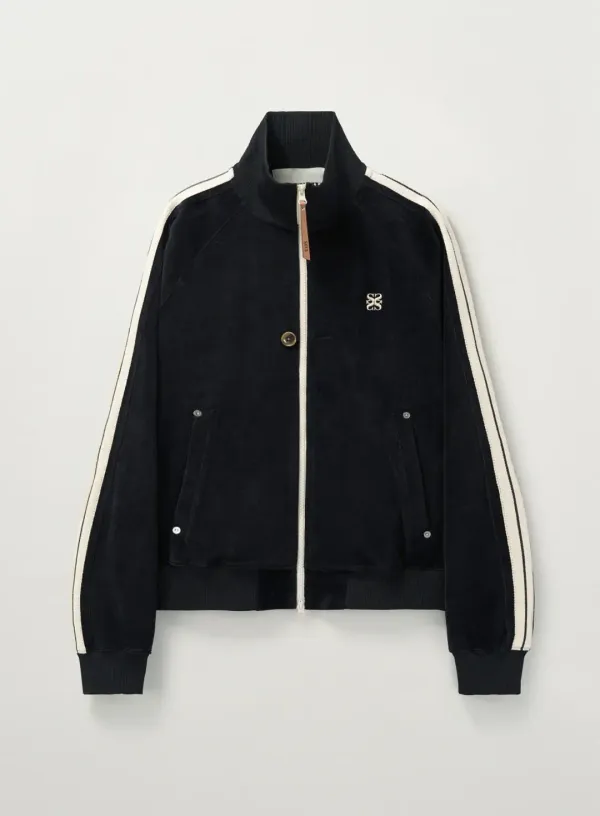 Lawton Velour Track Zip-up Jacket - Black