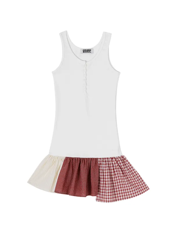CHECK FLARE DRESS_WHITE