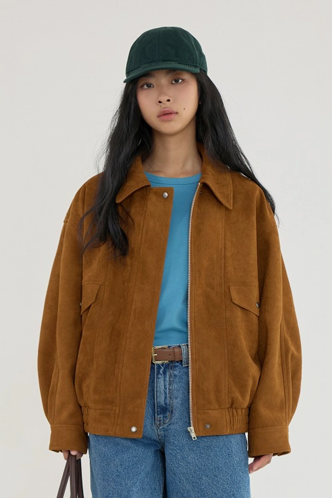 퀸스래빗 Suede Mood Collar Blouson - CAMEL 상품 이미지 2