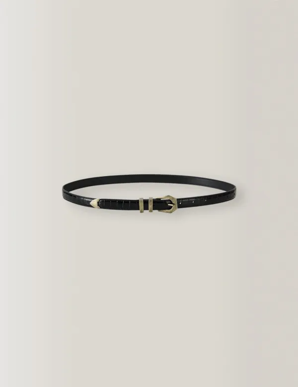 Heritage Italy Leather Belt (Embossed Black)
