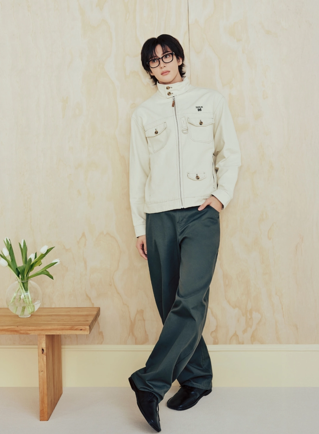 세터 [RIIZE\'s Pick] Cotton Curved Pants - Khaki 상품 이미지 3