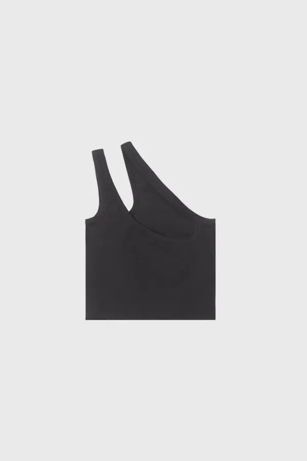 Oblique short sleeveless (brown / black / dark gray)