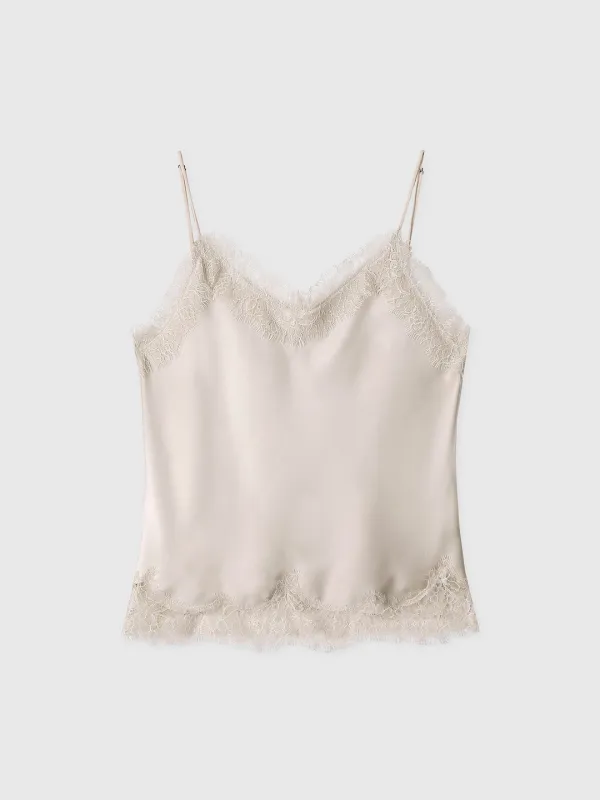 (W) SATIN LACE CAMISOLE_ BEIGE