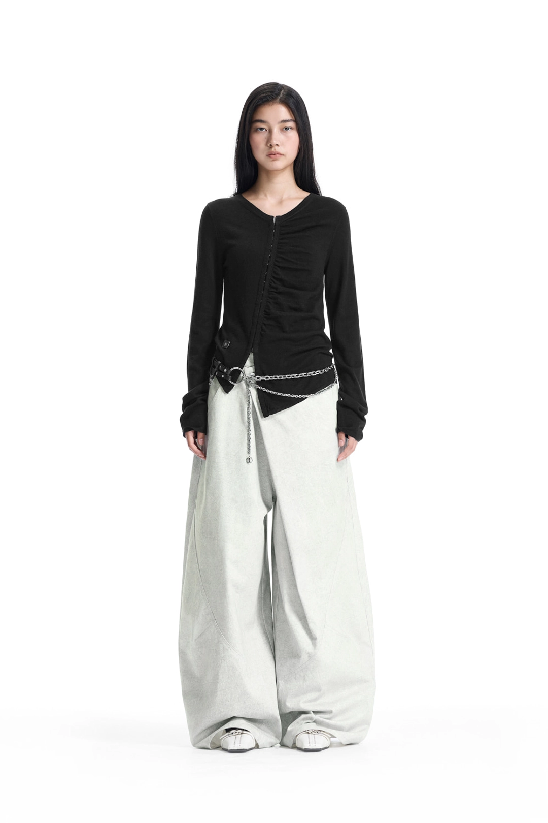 트리밍버드 Hook-Detail Shirred Cardigan [ Black ] 상품 이미지 2