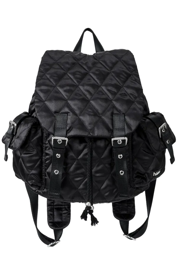 GLOSSY QUILTED BACKPACK_BLACK