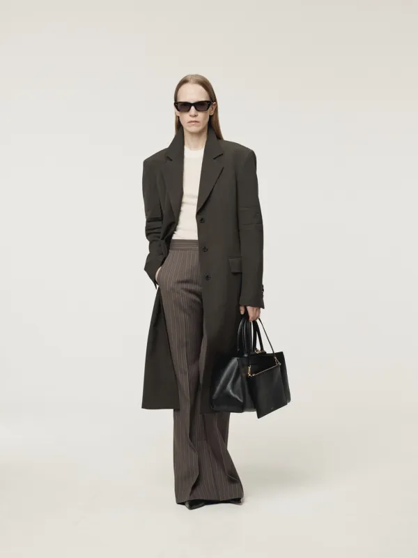SLEEVE CREASE WOOL COAT (CHARCOAL GREY)