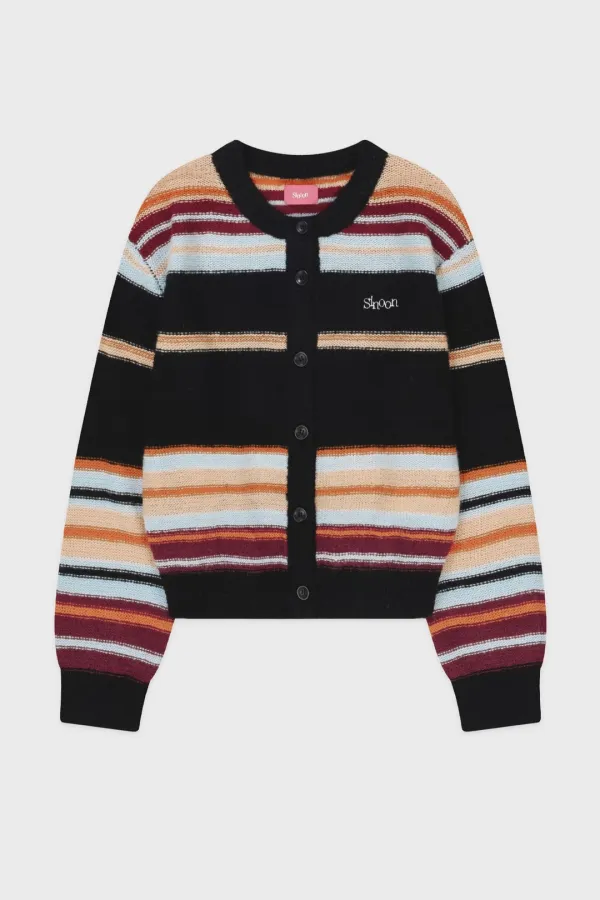 Sinoon Mix Stripe Cardigan (Black Mix)