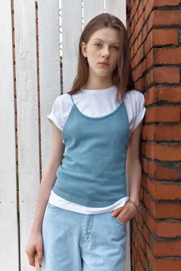 summer layered knit - sky blue