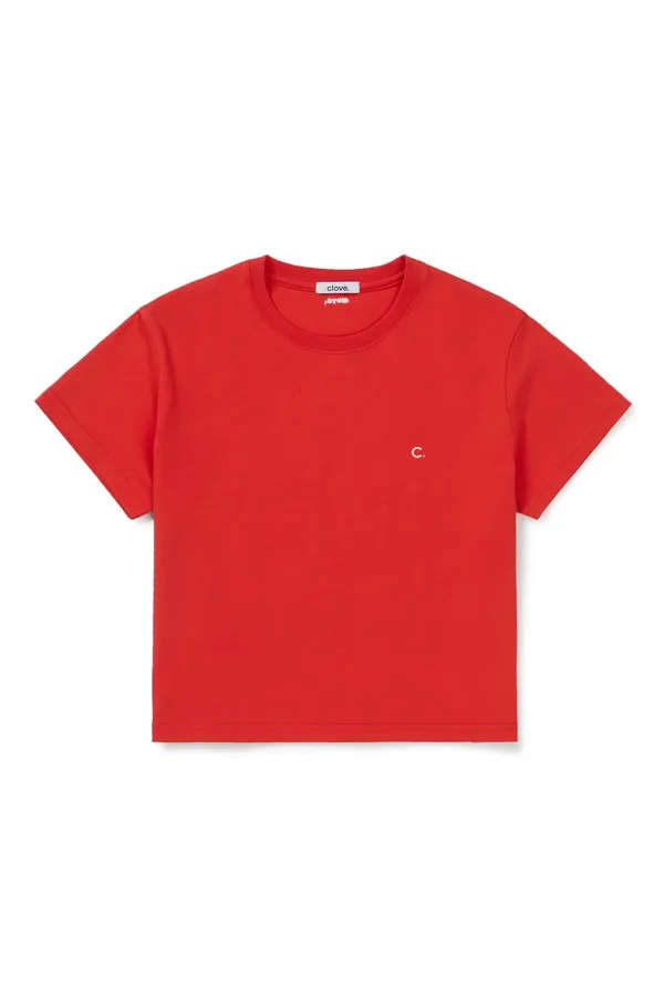 [26SM clove] Basic Crop T-Shirt (Red)