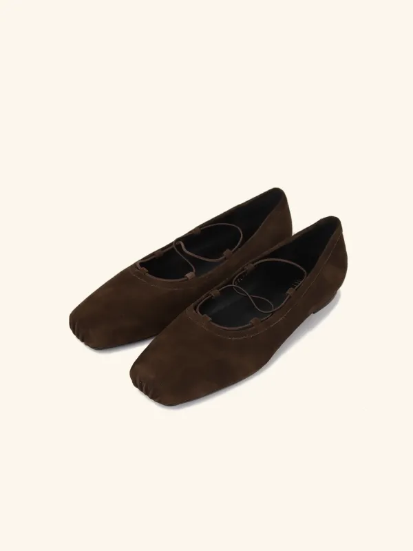 [new color] BALLET strap flat / 브라운스웨이드