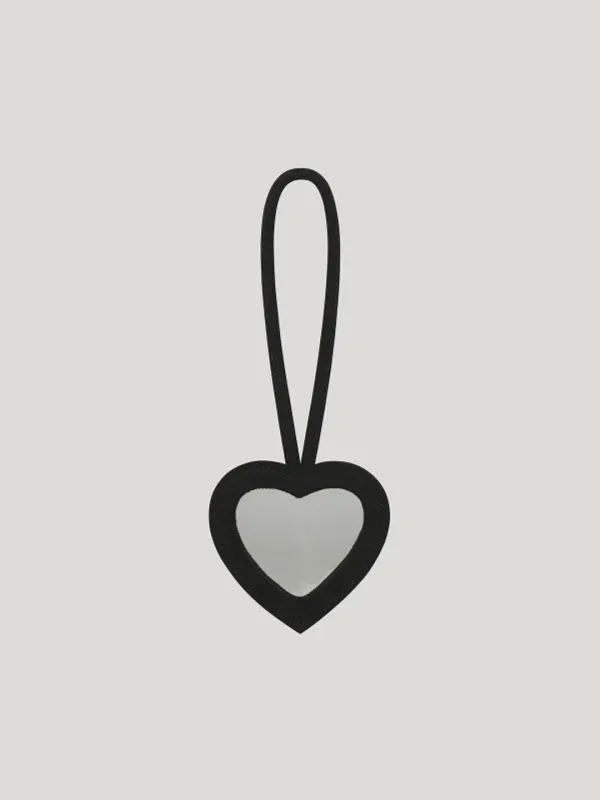 하트 스웨이드 미러 참 Heart Suede Mirror Charm_Black