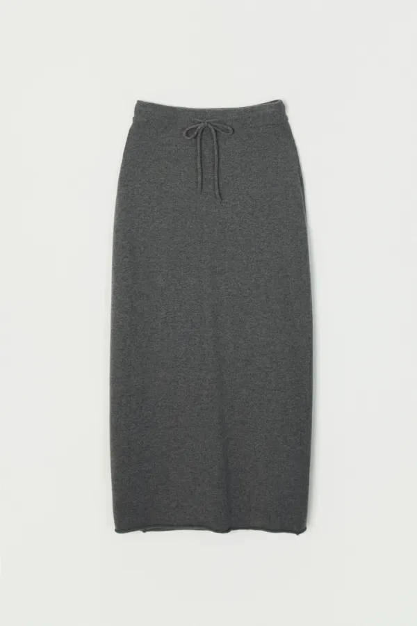 BOLIO WOOL KINT SKIRT_CHARCOAL
