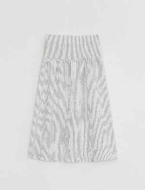 STRIPE CRINKLE SHIRRING SKIRT [WHITE]