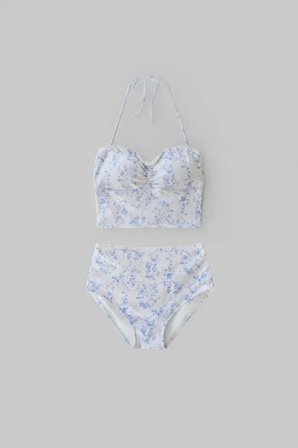 Daisy floral bikini set (sky blue)