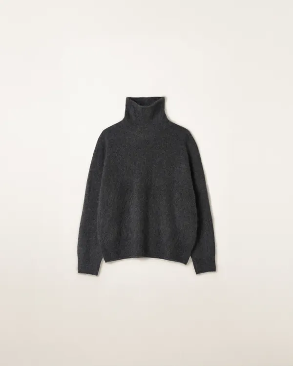 [9/17 순차배송] Hairy High Neck Knit [CHARCOAL]