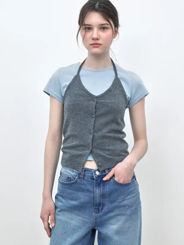 HALTER WOOL KNIT - GRAY