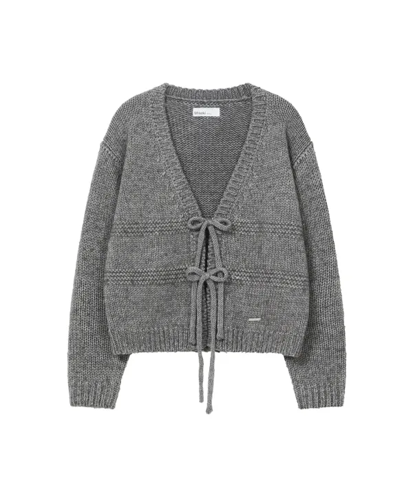 Bow over cardigan CHARCOAL