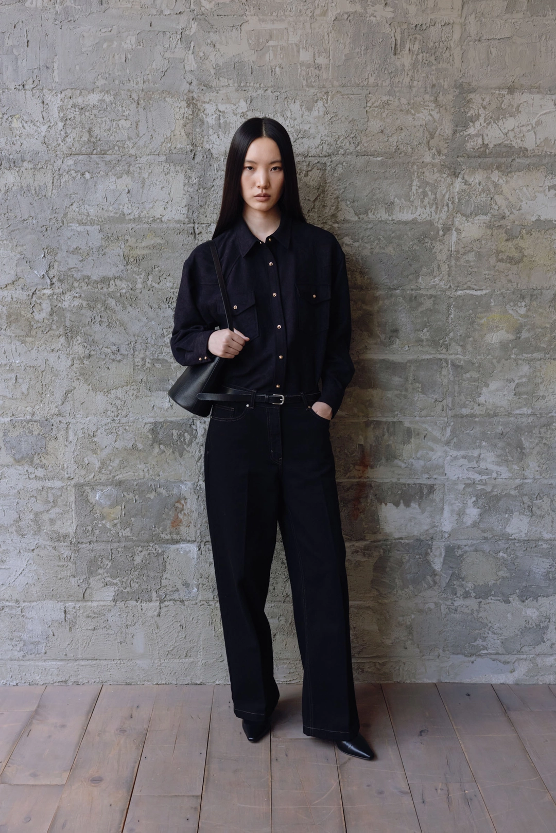 로웨 Refined black twill straight denim Pants_black(9/18 순차발송) 상품 이미지 1
