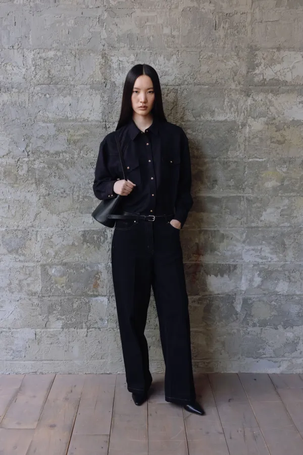 Refined black twill straight denim Pants_black(9/18 순차발송)
