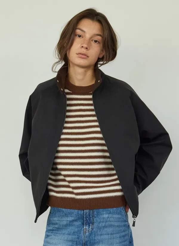 Nov High Neck Blouson Jacket (Black)