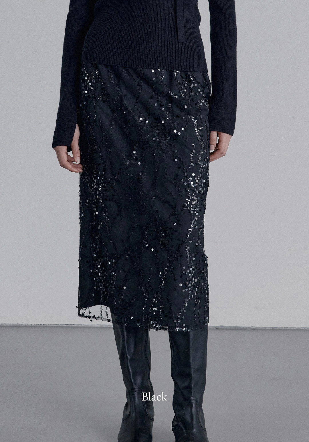 엘로주 Eclat Sequin Skirt (Black) 상품 이미지 3