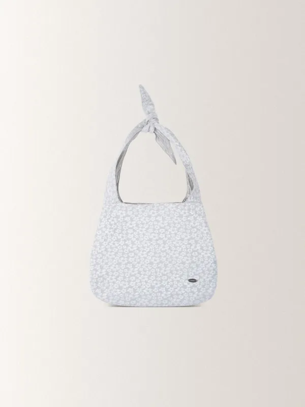 JAQUARD FLOWER TOTE BAG [ SILVER ]