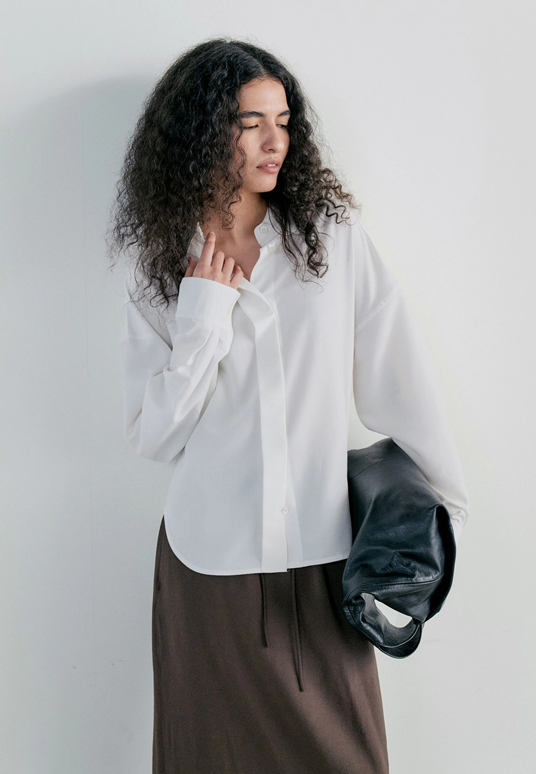 노티아 HIDDEN BUTTON TENCEL SHIRT - WHITE 상품 이미지 1