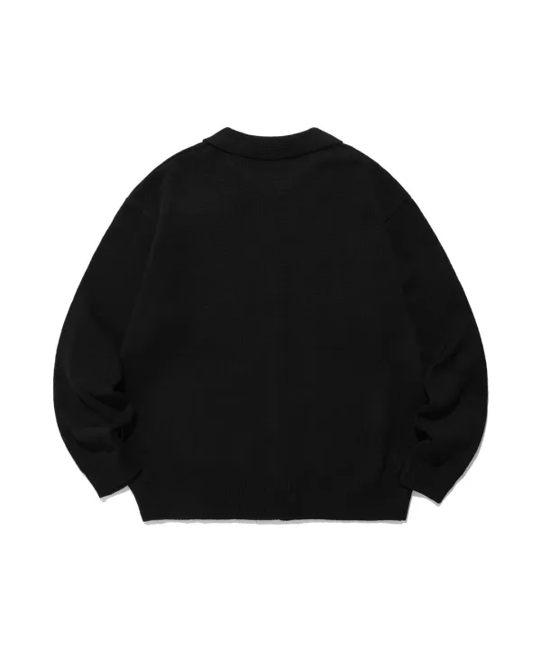 dancing skeletons zip polo knit[black]
