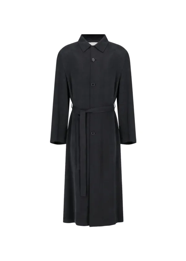 Cupro Oversize Trench Coat, Black