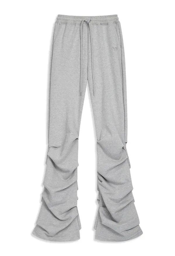 JERSEY SHIRRING PANTS, GRAY