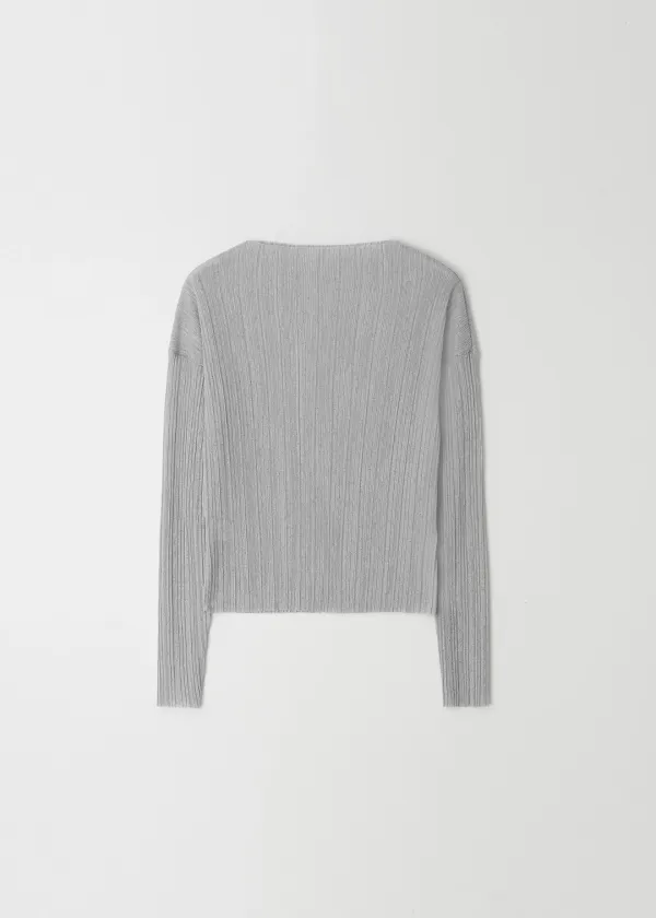 New knit pleats long-sleeve top