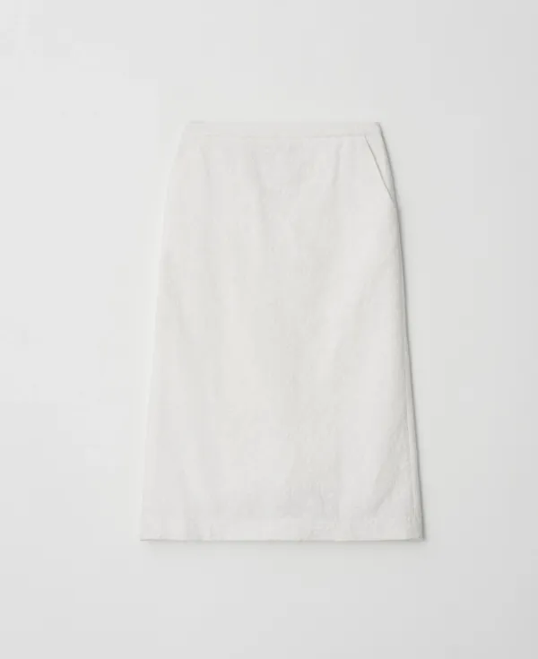 Floral Straight Skirt_WHITE