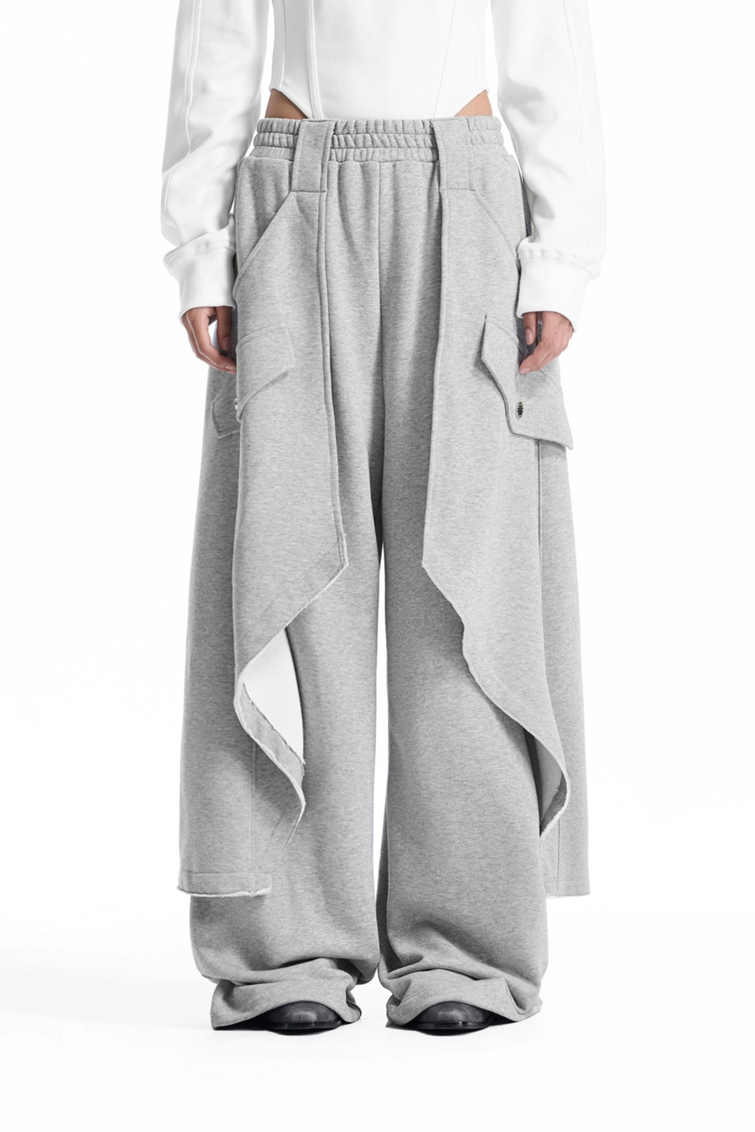 트리밍버드 Raw-Edge Layered Sweat Pants [ Melange Gray ] 상품 이미지 1