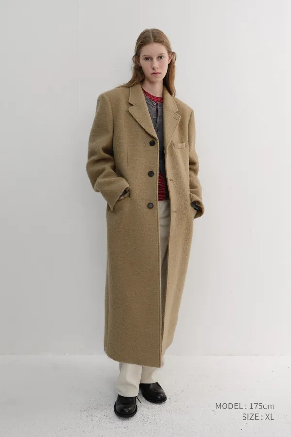 [EARLY ACCESS] UNISEX 2-WAY 3 BUTTON BOUCLE WOOL COAT CAMEL_UDCO6D122CM