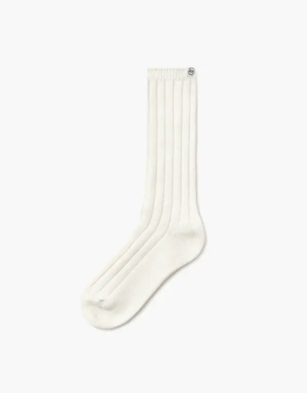 cashmere blend ribbed socks - ivory