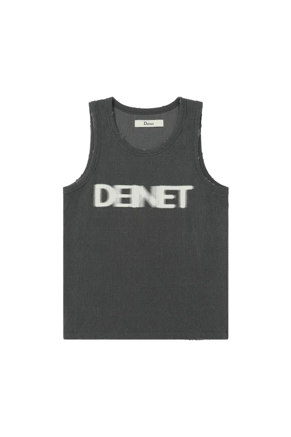 GRAPHIC SLEEVELESS IN CHARCOAL