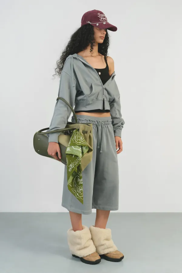 WASHED CROPPED HOODIE - MINT