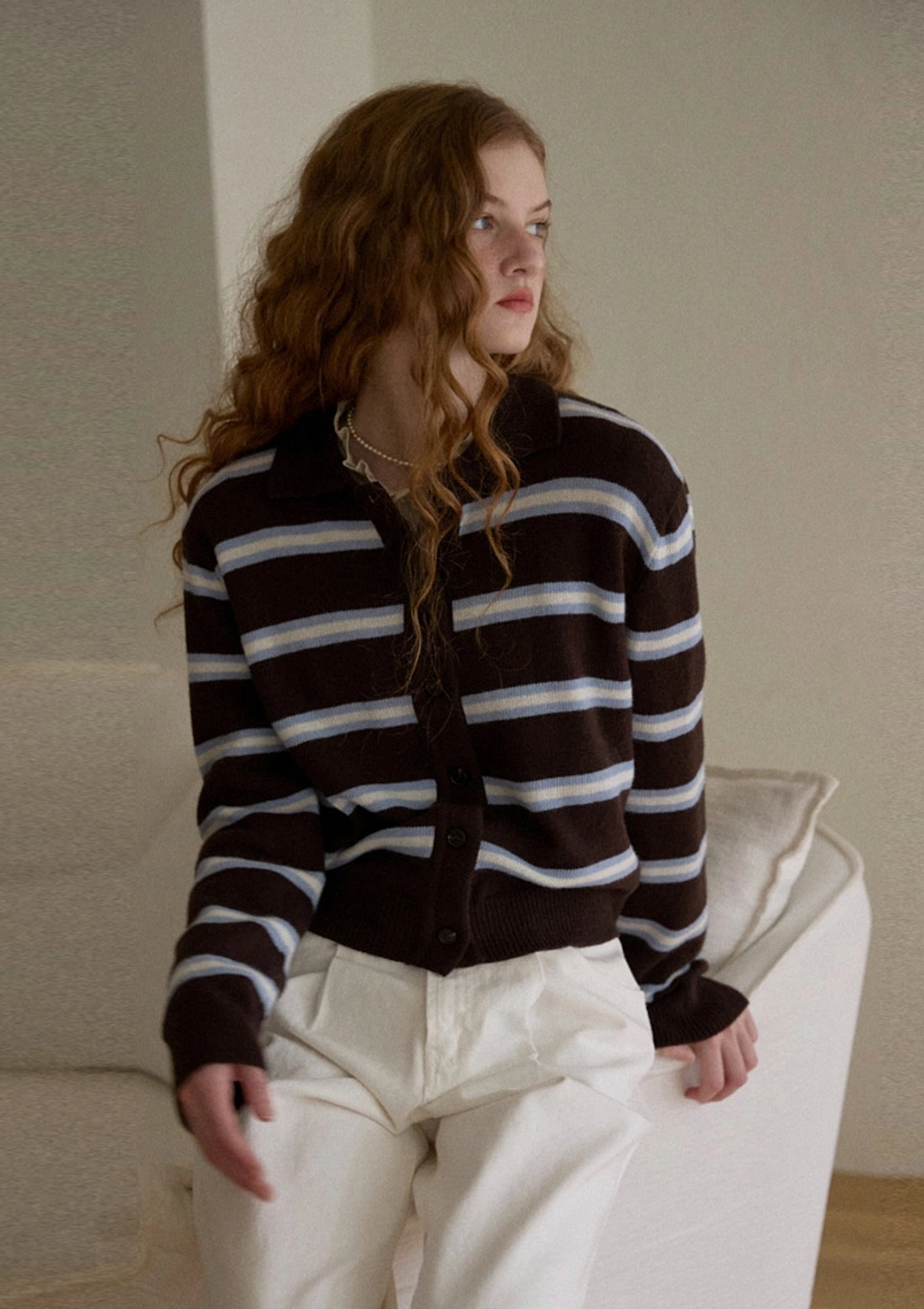 오픈도어 Combi Cardigan BROWN 상품 이미지 2