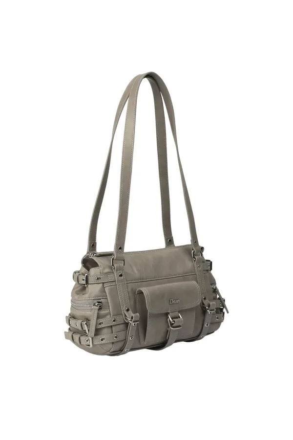 BELTED POCKET MINI SHOULDER BAG IN GREY
