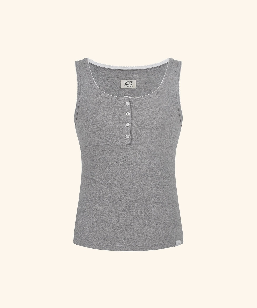레터프롬문 [9/22 11:00am Coming soon] Letters Button Lace Sleeveless Top (Melange Grey) 상품 이미지 1