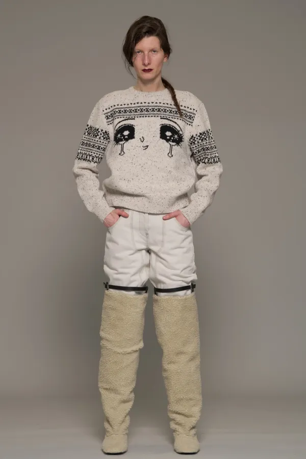 FW26 IVORY CRYING GIRL NORDIC KNIT TOP