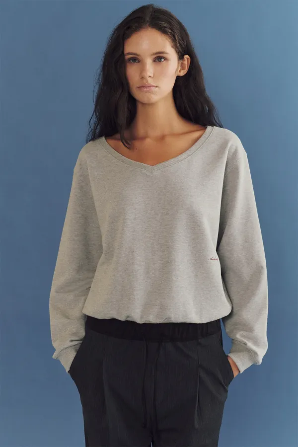 Leon reversible v-neck sweatshirt (melange gray)